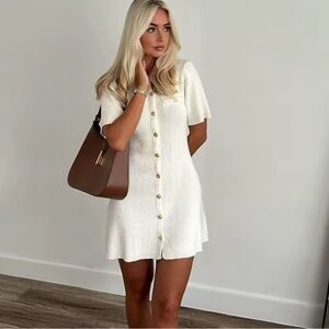 Elegant White Button-Down Dress